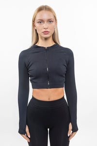 NAYA ZIP CROP BLACK