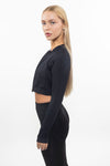 NAYA ZIP CROP BLACK